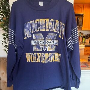 Vintage Michigan Wolverines Navy Long Sleeve Shirt